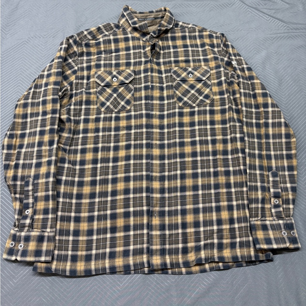 Kuhl Men's Casual Cotton Plaid Button Down Shirt Flannel - Black & Tan Size L